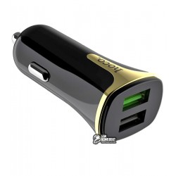 Автомобільний зарядний пристрій Hoco Z31 Universe QC3.0, 2USB з Lightning кабелем, чорне