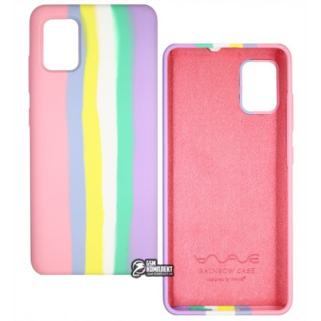 Чехол для Samsung A515 Galaxy A51, WAVE Rainbow, софттач силикон, pink
