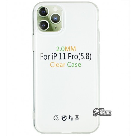 Чехол для Apple iPhone 11 Pro, Silicone Clear Case 2.0 mm, силикон, прозрачный