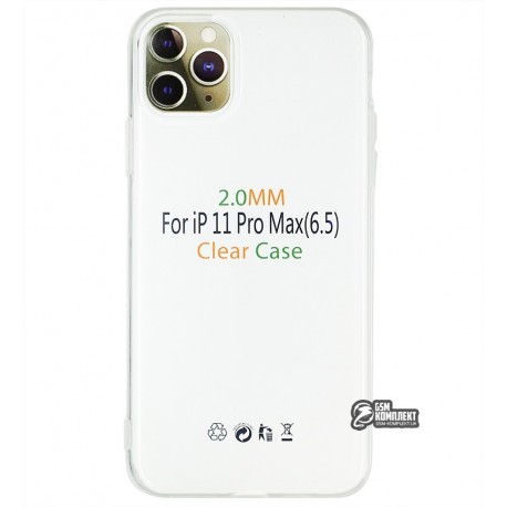 Чехол для Apple iPhone 11 Pro Max, Silicone Clear Case 2.0 mm, силикон, прозрачный