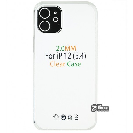 Чехол для Apple iPhone 12 Mini, Silicone Clear Case 2.0 mm, силикон, прозрачный