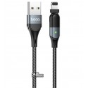 Кабель Lightning - USB, Hoco U100 Orbit 100Вт charging data, 3A, Led індикатор, поворотний штекер, black