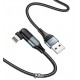 Кабель Lightning - Type-C, Hoco U100 Orbit 100Вт charging data, 3A, Led індикатор, поворотний штекер, black