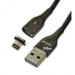 Кабель Lightning - USB, Remax Magnets Series RC-158, 3а, 1м, магнітний, в тканинної оплітці, чорний