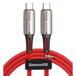 Кабель Type-C - Type-C, Baseus Water Drop-shaped Lamp Type-C PD2.0 60Вт Flash 20в, 3а, 1м, червоний
