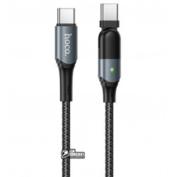 Кабель Type-C - Type-C, Hoco U100 Orbit 100Вт charging data ,3A, Led индикатор, поворотный штекер, black Кабель Type-C - Type-C, Hoco U100 Orbit 100Вт charging data ,3A, Led индикатор, поворотный штекер, black