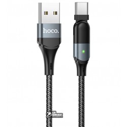 Кабель Type-C - USB, Hoco U100 Orbit charging data, 3A, Led індикатор, поворотний штекер, black