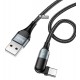 Кабель Type-C - USB, Hoco U100 Orbit charging data,3A, Led индикатор, поворотный штекер, black