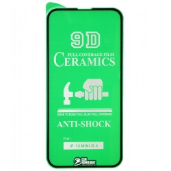 Защитное оргстекло для iPhone 13 mini, Ceramica, с фаской, черное