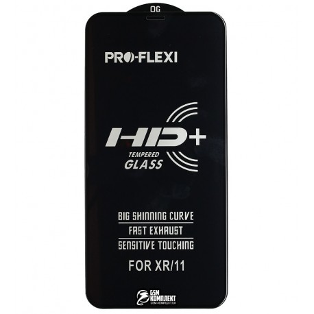 Защитное стекло для iPhone Xr, iPhone 11, ProFlexi, Full Glue, черное