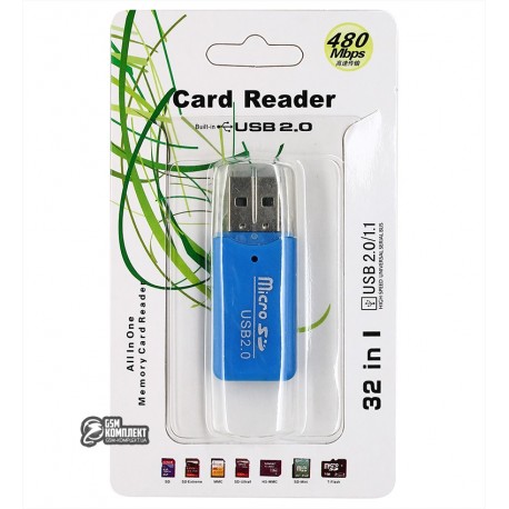 Картридер RS052 USB to microSD, синий