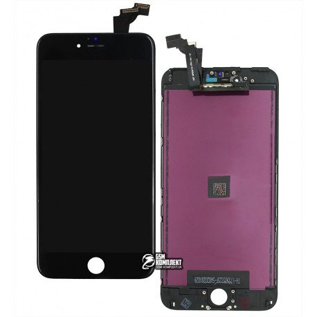 Дисплей iPhone 6 Plus, черный, с сенсорным экраном, с рамкой, AAA, Tianma, с пластиками камеры и датчика приближения