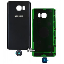 Задняя панель корпуса Samsung N9200 Galaxy Note 5, синий, со стеклом камеры