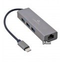 Переходник гнездо Ethernet- штекер Type-C, Cablexpert A-CMU3-LAN-01, Gigabit Ethernet, 3 Ports USB 3.1 Gen1