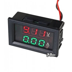 Вольтметр-Амперметр цифрової 100V / 10A, 3 розряду, вбудований, червоний + зелений