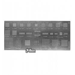 BGA трафарет HW26 универсальный, шаг 0,65 мм / 0,6 мм / 0,5 мм / 0,8 мм / 0,62 мм / 0,75 мм / 0,7 мм / 0,3 мм / 0,63 мм / 0,55 мм / 0,35 мм / 0,2 мм / 0,45 мм / 0,85 мм, 27 в 1