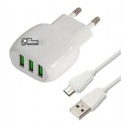 Сетевое зарядное устройство Ldnio A3315, 3USB, 3А, c кабелем Micro-USB, белое