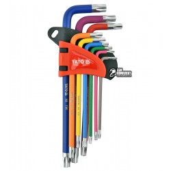 Ключі Г-образні "TORX" YATO двосторонні, T10 - T50, HRC 58-62 Ключі Г-образні "TORX" YATO двосторонні, T10 - T50, HRC 58-62