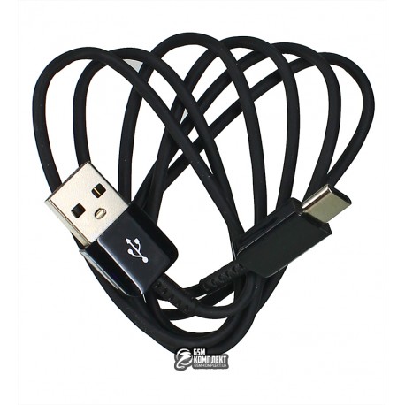 Кабель Type-C - USB, силиконовый, 1 метр, 1А, черный