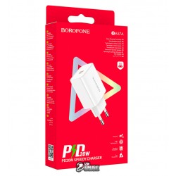 Сетевое зарядное устройство Borofone BA57A Easy Speed, 1USB, PD20W, белое
