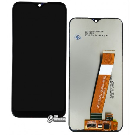 Дисплей Samsung A015 Galaxy A01, чорний, з тачскріном, з вузьким шлейфом, High Copy