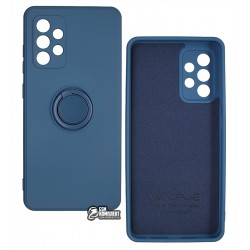 Чехол для Samsung A525 Galaxy A52, WAVE Light Color Ring, софттач силикон, с кольцом, dark blue