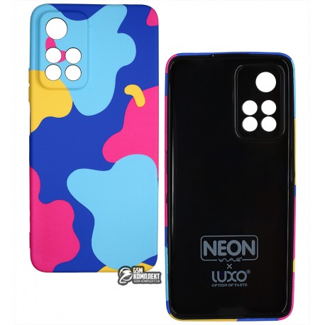 Чехол для Xiaomi Redmi Note 11 Pro / Note 11 Pro Plus, Wave neon X luxo Minimalistic, софттач силикон,midnight blue/bright pink