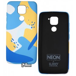 Чохол для Xiaomi Redmi Note 9, Wave neon X luxo Minimalistic, софттач силікон, blue/yellow