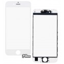 Скло дисплея iPhone 6S, з сіточкою, з рамкою, білий