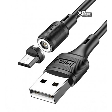 Кабель Micro-USB - USB, Hoco X52 Sereno magnetic, 2А, 1 метр, магнитный, только зарядка, черный