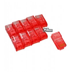 Конектор 8р8с (RJ-45), Merlion категорія-5, червоний, 10шт