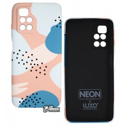 Чехол для Xiaomi Redmi 10, Wave neon X luxo Minimalistic, софттач силикон, pink sand/blue