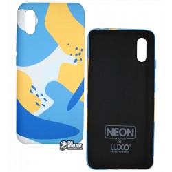 Чехол для Xiaomi Redmi 9A, Redmi 9I, Wave neon X luxo Minimalistic, софттач силикон, blue/yellow Чехол для Xiaomi Redmi 9A, Redmi 9I, Wave neon X luxo Minimalistic, софттач силикон, blue/yellow