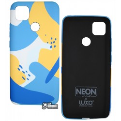 Чехол для Xiaomi Redmi 9C, Redmi 10A, Wave neon X luxo Minimalistic, софттач силикон, blue/yellow Чехол для Xiaomi Redmi 9C, Redmi 10A, Wave neon X luxo Minimalistic, софттач силикон, blue/yellow