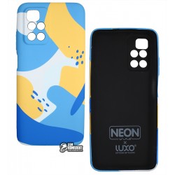 Чехол для Xiaomi Redmi 10, Wave neon X luxo Minimalistic, софттач силикон, blue/yellow