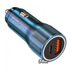 Автомобильное зарядное устройство WK WP-C30 Car Charger (USB +Type-C) 20Вт, синее