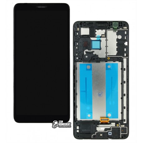 Дисплей Samsung A013 Galaxy A01 Core, чорний, з тачскріном, з рамкою, оригінал (PRC), original glass