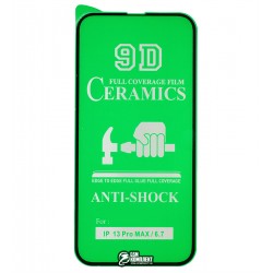 Захисне оргскло для iPhone 13 Pro Max, Ceramica, з фаскою, чорне