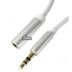 Кабель удлинитель звуковой, 3.5 мм стерео папа/3.5мм стерео мама (AUX), белый, 3 м