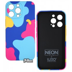 Чехол для Apple iPhone 13 Pro, Wave neon X luxo Minimalistic, софттач силикон, midnight blue/bright pink