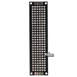 Макетна плата 20 x 80 мм двостороння, луджена, товщина 1,5 мм, шаг 2,54 мм, чорна маска, текстолит FR-4