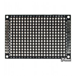 Макетна плата 40 x 60 мм двостороння, луджена, товщина 1,5 мм, шаг 2,54 мм, чорна маска, текстолит FR-4