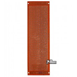 Макетна плата 60 x 200 мм односторонняя, нелуджена, товщина 1,6 мм, шаг 2,54 мм, гетинакс