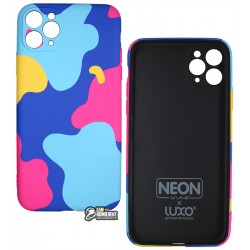 Чехол для Apple iPhone 11 Pro Max, Wave neon X luxo Minimalistic, софттач силикон, midnight blue/bright pink Чехол для Apple iPhone 11 Pro Max, Wave neon X luxo Minimalistic, софттач силикон, midnight blue/bright pink