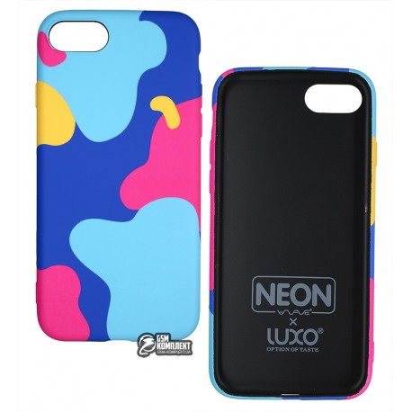 Чохол для Apple iPhone 7, iPhone 8, Wave neon X luxo Minimalistic, софттач силікон, midnight blue/bright pink