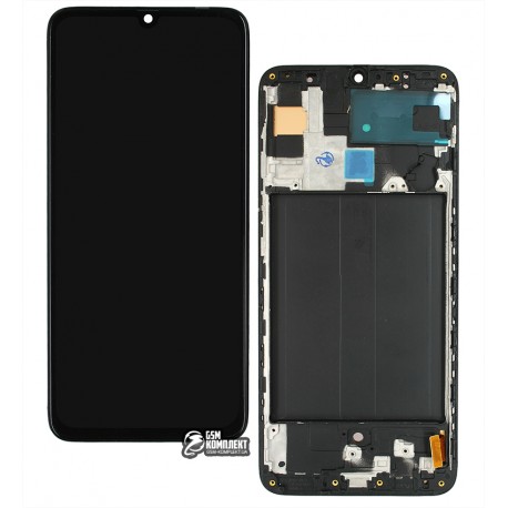 Дисплей для Samsung A705 Galaxy A70, A705F/DS Galaxy A70, чорний, з сенсорним екраном, з вузьким обідком, з рамкою, (OLED), High Copy