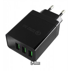 Зарядное устройство QC-07, 3.1А, 3USB, с QC 3.0, с дисплеем