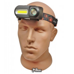 Налобный фонарик 1804-XPE+COB, ЗУ micro USB, 1x18650