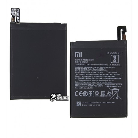 Аккумулятор BN48 для Xiaomi Redmi Note 6 Pro, Li-Polymer, 3,85 B, 4000 мАч, high copy