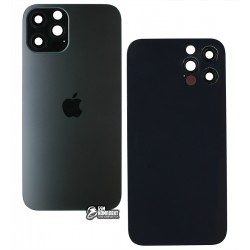 Задняя панель корпуса для Apple iPhone 12 Pro, серая, со стеклом камеры Задняя панель корпуса для Apple iPhone 12 Pro, серая, со стеклом камеры